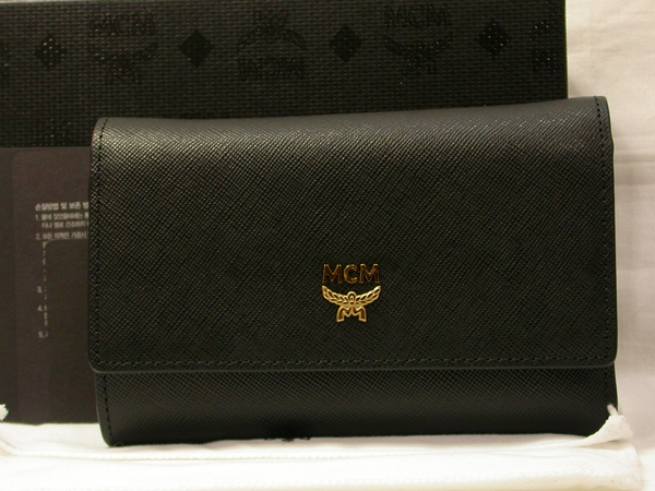 来店買取】MCM 三つ折り 財布 （ブラックレザー×パープル） の買取