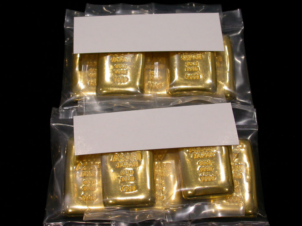 精錬分割加工】スイスバンク インゴット 500g×2本 100g×10個に精錬分割