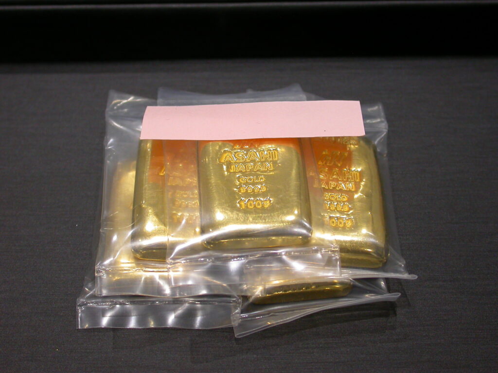 精錬分割加工】石福 インゴット 500g 100g×5個に精錬分割加工 / 純金